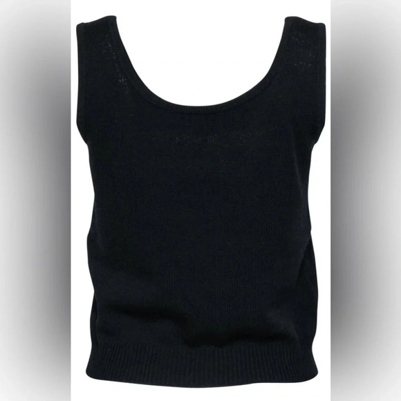 ST. JOHN Knitted Tank Top in Black - Picture 3 of 7